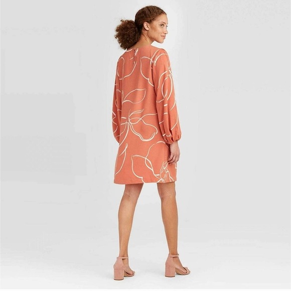 NWT A New Day Women's Long Sleeve Keyhole Neck Shift Dress Size Large - Picture 3 of 9